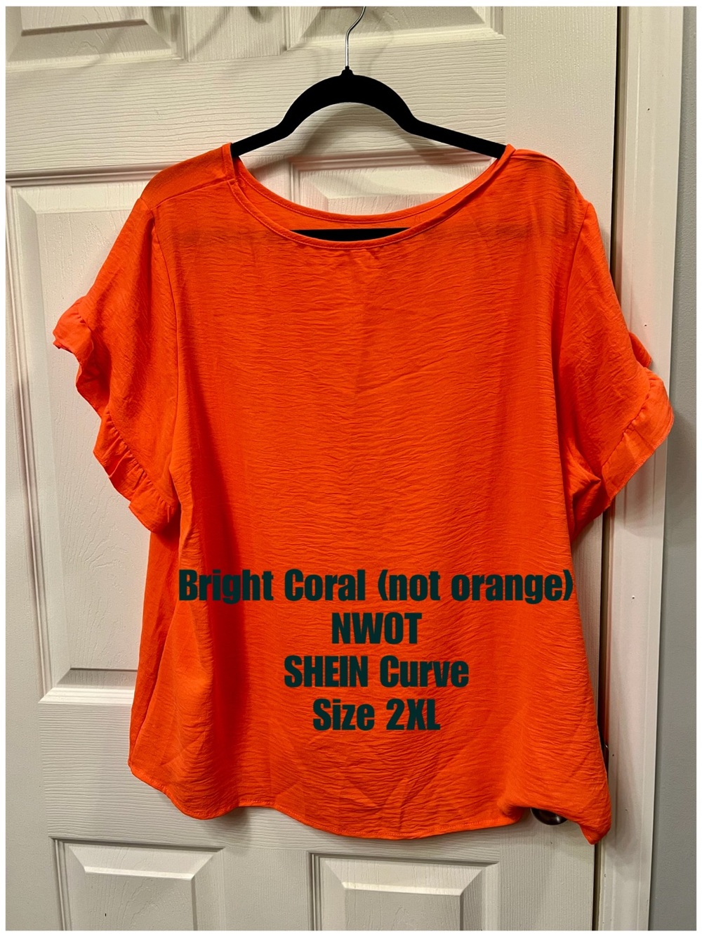 SHEIN Bright Coral Short Sleeve Tee